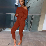 EVE Long Sleeve Solid Color Sweater Two PIece Pants Set GBLH-3119#