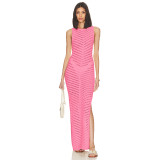 EVE Sleeveless Knits Solid Color Maxi Dress GBLH-133202#