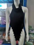 EVE High Neck Irregular Backless Sweater Vest GBLH-9805#