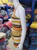 EVE Sexy Backless Halter Tight Knits Shorts Suit GBLH-98156#