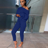 EVE Long Sleeve Solid Color Sweater Two PIece Pants Set GBLH-3119#