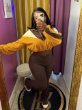 EVE Color Block Long Sleeve Micro Flare Pants Suit CH-24060
