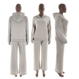 EVE Solid Long Sleeve Hooded Sweatshirt Pants 2 Piece Set SSNF-211467