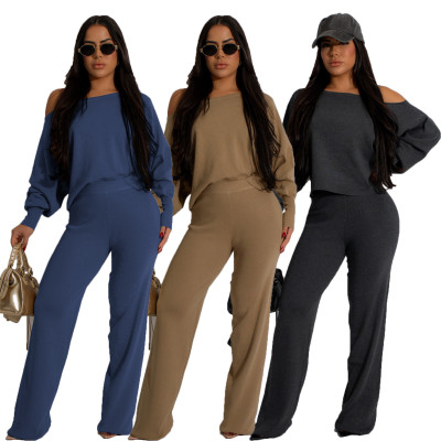 EVE Solid Color Thickened Sweatshirt Casual Loose Pants Set SFY-569
