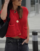 EVE Solid Color Sleeveless Sweater Vest LM-8384