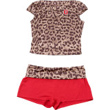 EVE Pre Order: About 7 work days shipping Leopard Print Color Block Two Piece Shorts Set YUEM-110182