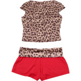 EVE Pre Order: About 7 work days shipping Leopard Print Color Block Two Piece Shorts Set YUEM-110182