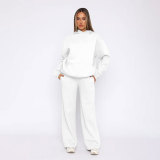 EVE Solid Long Sleeve Hooded Sweatshirt Pants 2 Piece Set SSNF-211467