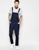 EVE Men's Plus Size Denim Solid Color Back Pants Jumpsuit GDMY-1936