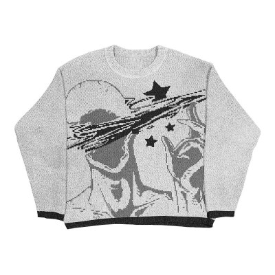 EVE O Neck Print Long Sleeve Knits Sweater GBLH-9877#