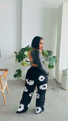 EVE Kapok Print Loose Straight Pant GCNF-0220