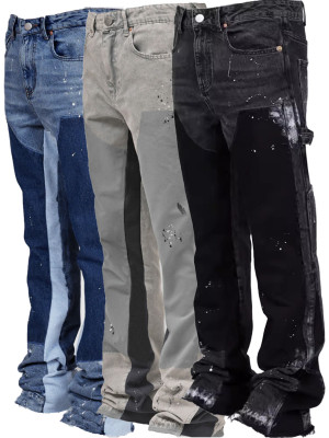 EVE Men's Appliqued Denim Stacked Flare Jean GDMY-MGD661
