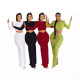 EVE Solid Color Pleated Drawstring Long Skirt Suit MUE-M8075