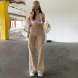EVE Solid Color Loose High Waisted Straight Jeans GDMY-75198