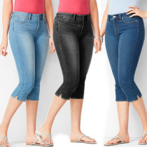 EVE Plus Size Fashion Washed Slim 7-point Jeans GDMY-kv0197