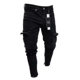 EVE Men's Denim Holes Zipper Tight Jeans GDMY-829