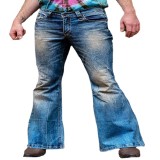EVE Men's Plus Size Blue High Waisted Vintage Big Flare Jean GDMY-1955