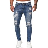 EVE Men's Casual Washed Holes Slim Jeans GDMY-1990