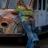 EVE Men's Plus Size Blue High Waisted Vintage Big Flare Jean GDMY-1955