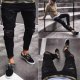 EVE Men's Plus Size Black Holes Zipper Tight Jean GDMY-1010
