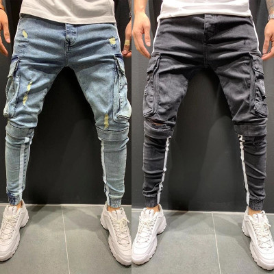 EVE Men's Zipper Pocket Patchwork Pencil Jeans GDMY-1952