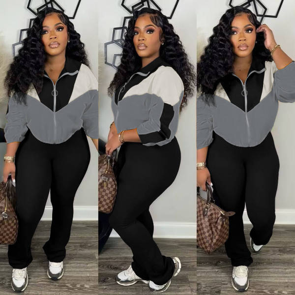 EVE Hooded Zipper Sweatshirt Slim Split Pants Set LSD-LD2263