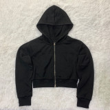 EVE Ribbed Patchwork Zipper Hooded Coat MEI-SM9320