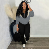 EVE Hooded Zipper Sweatshirt Slim Split Pants Set LSD-LD2263