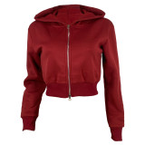 EVE Ribbed Patchwork Zipper Hooded Coat MEI-SM9320
