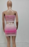 EVE Pre Order: About 7 work days shipping Wrap Chest Color Block Knits Two Piece Skirts Set YUEM-Y200213