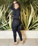 EVE Solid Color Cross Pleated Tight Two Piece Pants Set HMS-6519