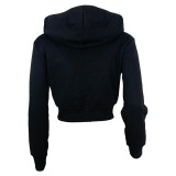 EVE Ribbed Patchwork Zipper Hooded Coat MEI-SM9320