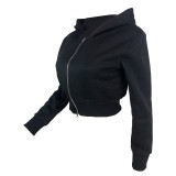 EVE Ribbed Patchwork Zipper Hooded Coat MEI-SM9320