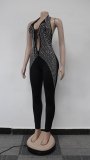 EVE Backless V Neck Hot Drill Jumpsuit NY-K3262