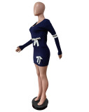 EVE V Neck Knits Long Sleeve Bow Tie Skirts Set MEM-MZ88598