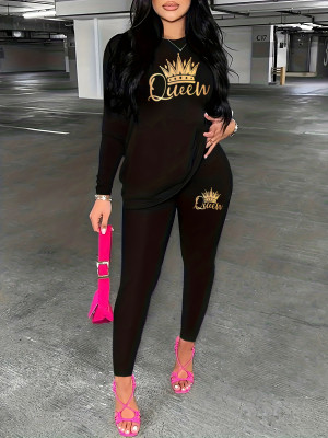 EVE Crown Print Long Sleeve Long Pants 2 Piece Set WSYF-CT00060