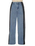 EVE Fashion Patchwork Stripe Straight Jeans SH-S391244