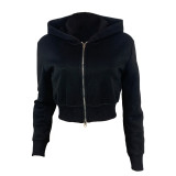 EVE Ribbed Patchwork Zipper Hooded Coat MEI-SM9320