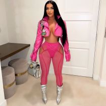 EVE Short PU Leather Printed Jacket YNSF-Y2659