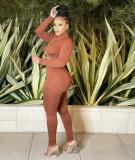 EVE Solid Color Cross Pleated Tight Two Piece Pants Set HMS-6519