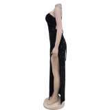 EVE Beaded Velour Backless Sling Maxi Dress BY-C7065
