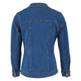 EVE Long Sleeve Lapel Pockets Denim Coat GDAM-218619