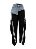 EVE Denim Patchwork Loose Straight Pants LSD-2258