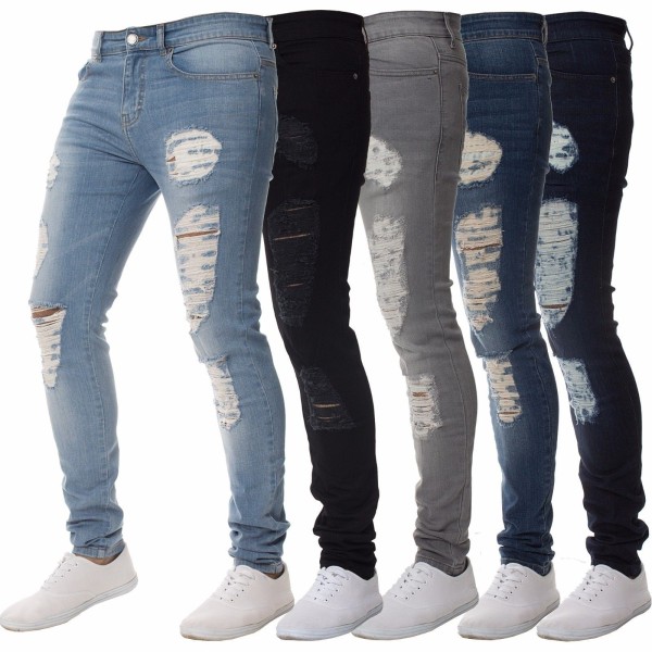 EVE Men's Holes High Waist Pencil Jeans GDMY-1082