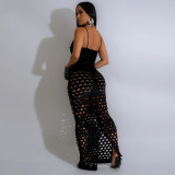 EVE Sexy Hollow Out Solid Color Sling Maxi Dress CYA-901490