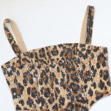 EVE Leopard Print Irregular Tops And Skirt Suit CYA-901477