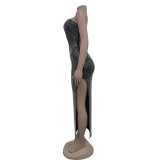 EVE Hot Drill Warp Chest Hollow Out Maxi Dress GFYX-7057