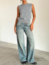EVE Washed Loose Solid Color Straight Jeans GDMY-12154