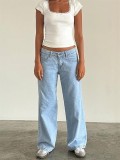 EVE Washed Loose Solid Color Straight Jeans GDMY-12154