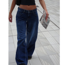 EVE Solid Color Washed Wide Leg Jeans GDMY-12176